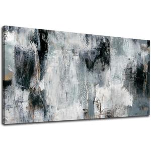 NINEASO Black Gray Abstract Wall Art - Abstract Canvas Pictures for Wall Decor Modern Abstract Canvas Painting Artwork for Living Room Bedroom Home Office Wall Decorations 20" x 40"