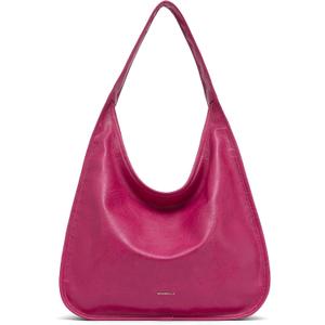 NEWBELLA Hobo Purse, PU Leather Shoulder Bag, Tote Handbag for Work and Travel (Rose Red)