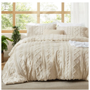 Bedsure Tufted Boho Comforter Set Queen Size - Beige Boho Bed Set, GentleSoft™ 3 Pieces Farmhouse Shabby Chic Embroidery Bedding, Gifts for Woman, Soft Jacquard Queen Comforter for All Seasons