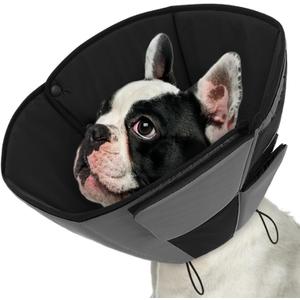 Queenmore Dog Cones for Medium Dogs, Soft Dog Cone Collar After Surgery, Pet Cone for Dogs Wound Care, Spay, Neuter, Breathable Pet Surgery Collars & Cones, Grey M