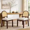 KISLOT Natural Rattan Dining Chairs Set of 2, Soild Wood Chairs, Walnut