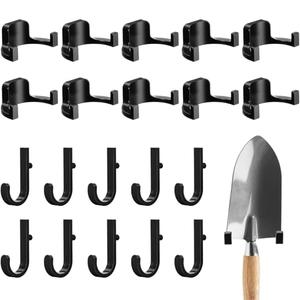 Qiyaz 20 Pcs Storage Shed Tool Hooks Tool Hanger Compatible with Suncast Shed Accessories for Hanging Storage Shelves Organizer Accessories Parts Replacement Screws Brackets (J Shape/u Shape,Black)