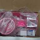 12 in 1 Hot Pink Desk Organizers and Accessories Set, Gifts for Coworkers Women, Office Supplies Stapler Pen Holder Tape Holder Staples Scissors Ruler Staple Remover, Pink