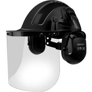 Q20 Forestry Safety Helmet 3 in 1 Chainsaw Arborist Helmet with Face Shield & Ear Muffs Hearing Protection Forestry Hard Hats ANSI Z89.1 OSHA (Black-B07E-Clear PC Shield)