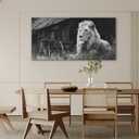 JLXART Wall Wrapped Lion Gallery Canvas Canvas Wall Art Modern Black and White Animal Picture Painting for Home Office Living Room Bedroom Decor,30X58inch