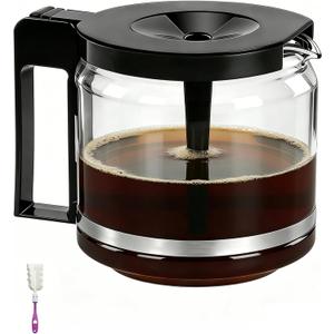 Carafe Replacement for Technivorm 89830 1.25L Glass Carafe, 10Cup/40oz Coffee Pot Compatible with Moccamaster KBG/KBGV/CDG Model Brewer, External Metal Ring Reinforcement.