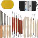 17Pcs Clay Sculpting Tools, Basic Clay Tools Kit, Polymer Clay Tools with Wooden Handles & Tool Bag, Practical Air Dry Clay Tools for Dotting, Carving, Molding, Pottery Kit for Adults Kids