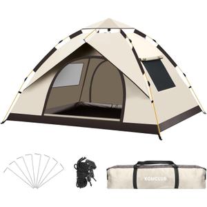 KOMCLUB 3-4 Person Waterproof Camping Tent, Windproof Outdoor Family Tent‌