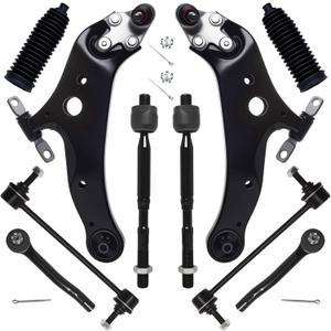 AUQDD 10Pc Front End Kit Fit For 08-19 To-yota Highlander Venza, 10-15 Le-xus RX350 RX450h, 2 Lower Control Arm w/Ball Joint 2 Sway Bar Link 4 Outer Inner Tie Rod End (K622944 K622945 K90344 ES800534)