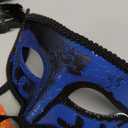 2024 New Masquerade Mask with Feather for Couples - Women's Masquerade Mask with Feather & Men Venetian Costume Mask (Black Blue)
