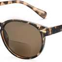 Madison Avenue Round Bifocal Reading Sunglasses for Women Men Spring Hinge,UV Protection Sun Reader Glasses (Demi, 2.0)