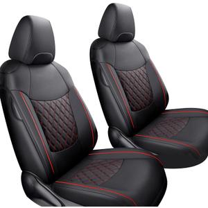 GIANT PANDA Pu Leather Car Seat Covers - Full Set Custom Fit for Toyota RAV4 (LE/Hybrid/XLE/XLE Premium/2019-2025) - Black+Red GIANT PANDA Pu Leather Car Seat Covers - Full Set Custom Fit for Toyota RAV4 (LE/Hybrid/XLE/XLE Premium/2019-2025) - Black+Red