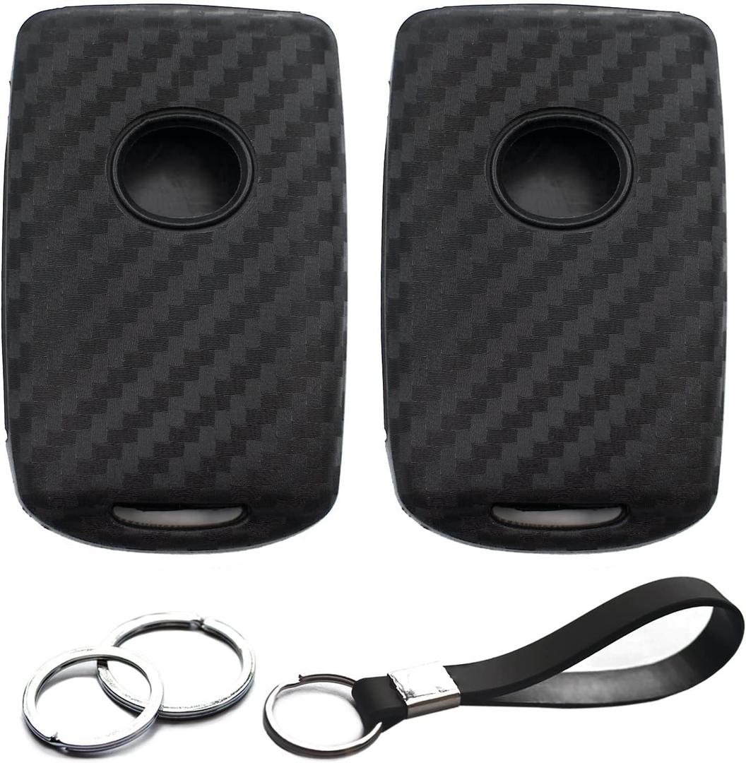 2pcs Compatible with Mazda 3 6 3 Sport CX-3 CX-5 CX-9 CX-30 CX-50 CX-90 MX-5 Miata MX-30 EV Carbon Fiber Looks Black Key Fob Cover Case Key Chain Protector Keyless Remote Holder