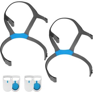 Replacement Headgear for F40 CPAP Mask, Soft CPAP Headgear Strap Compatible with AirFit F40 Nasal Mask, Adjustable F40 Headgear with Enhanced Clips (2 Headgear+2 Pairs Clips)