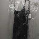 MORGAN AND CO. Black Sequin Halter Gown - Elegant Tie Neck & Thigh Slit Prom & Formal Dress Size 0
