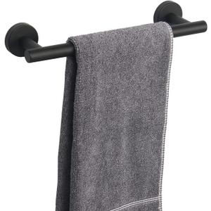 TocTen Bath Towel Bar - Thicken SUS304 Stainless Steel Bathroom Towel Holder, Towel Rod for Bathroom Heavy Duty Wall Mounted Towel Rack Hanger (12IN, Black)