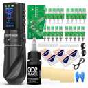 Wormhole Tattoo Gun Kit Wireless Tattoo Kit with 7 Adjustable Stroke 2,300mAh Power Tattoo Machine with Normal/Jump-Start/Dot Working Mode with LED Digital Display Professional Xtreme Tattoo Kit (WTK315)