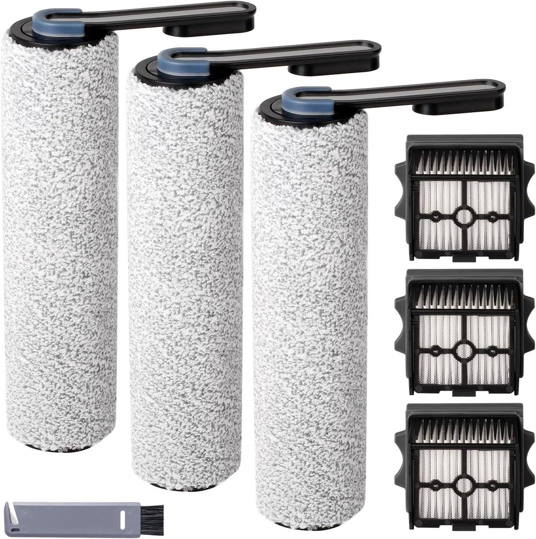 6 Pack Floor One S5 Combo Roller Brushes Replacement and Filters Kit
Compatible with Tineco S5 Combo Wet Dry Cordless Vacuum Cleaner – Includes 3 Brush Rollers, 3 Filters, and 1 Cleaning Brush (S5 Combo Roller+Filter)