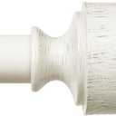 Antique White Wood Curtain Rod, Decorative Heavy Duty Curtain Rods for Windows 30 to 56 Inch, Adjustable Rustic Farmhouse 1'' Metal Drapery Pole with Modern Faux Wood Grain Finials