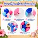2 x Blue Balloon Arch Kit,Royal Light Blue Hot Pink Balloons with Palm Leaves for Girl Boy Themed Birthday Party Decorations Baby Shower Graduation Summer Pool Hawaii Tropical Party Supplies