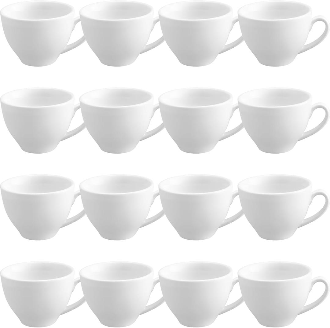 16 Pieces 4.4 oz Porcelain Espresso Cups Set White 130ml Durable for Serving Coffee Tea Beverage for Cafes Office Home Restaurants Hotels