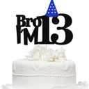 13 Official Teenager Cake Topper,Glitter 13th Birthday Cake Pick Decorations for Teen 13th Party Supplies Boy Birthday Cake Decoration (black)