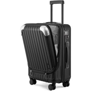 LEVEL8 Grace Carry on Luggage, 20 Inch Hard Shell Suitcases with Spinner Wheels, Abs+Pc Hard Case Luggages with Tsa Lock, Black