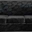 4 Pieces Velvet Embossing Sofa Cover 3 Cushion Couch Covers for Sofa Durable Soft Plush Sofa Slipcovers 3 Seater Washable Dog Cover for Couch (Black, Sofa)