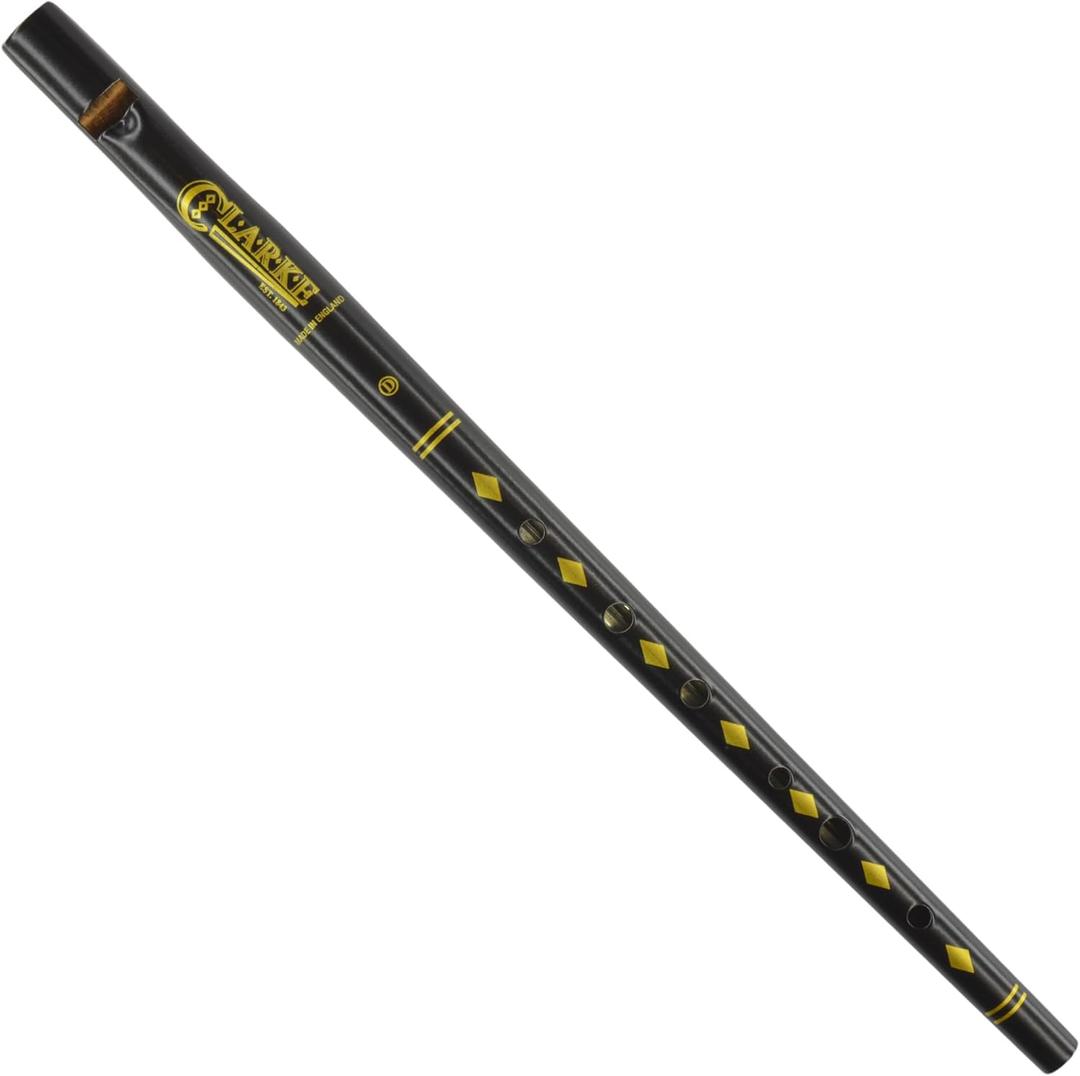 Clarke Original D Tinwhistle - Black with Gold Diamond Decor - a traditional Irish Celtic Penny Whistle (Key of D)