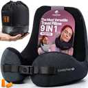 ComfyNap® Versatile Travel Neck Pillow for Airplane [Patented], 9 Positions in 3 Techniques, Plane Pillow with Pure Memory Foam, Travel Pillow with HeadRest Flight Sleep, Travel Essential - Mercury