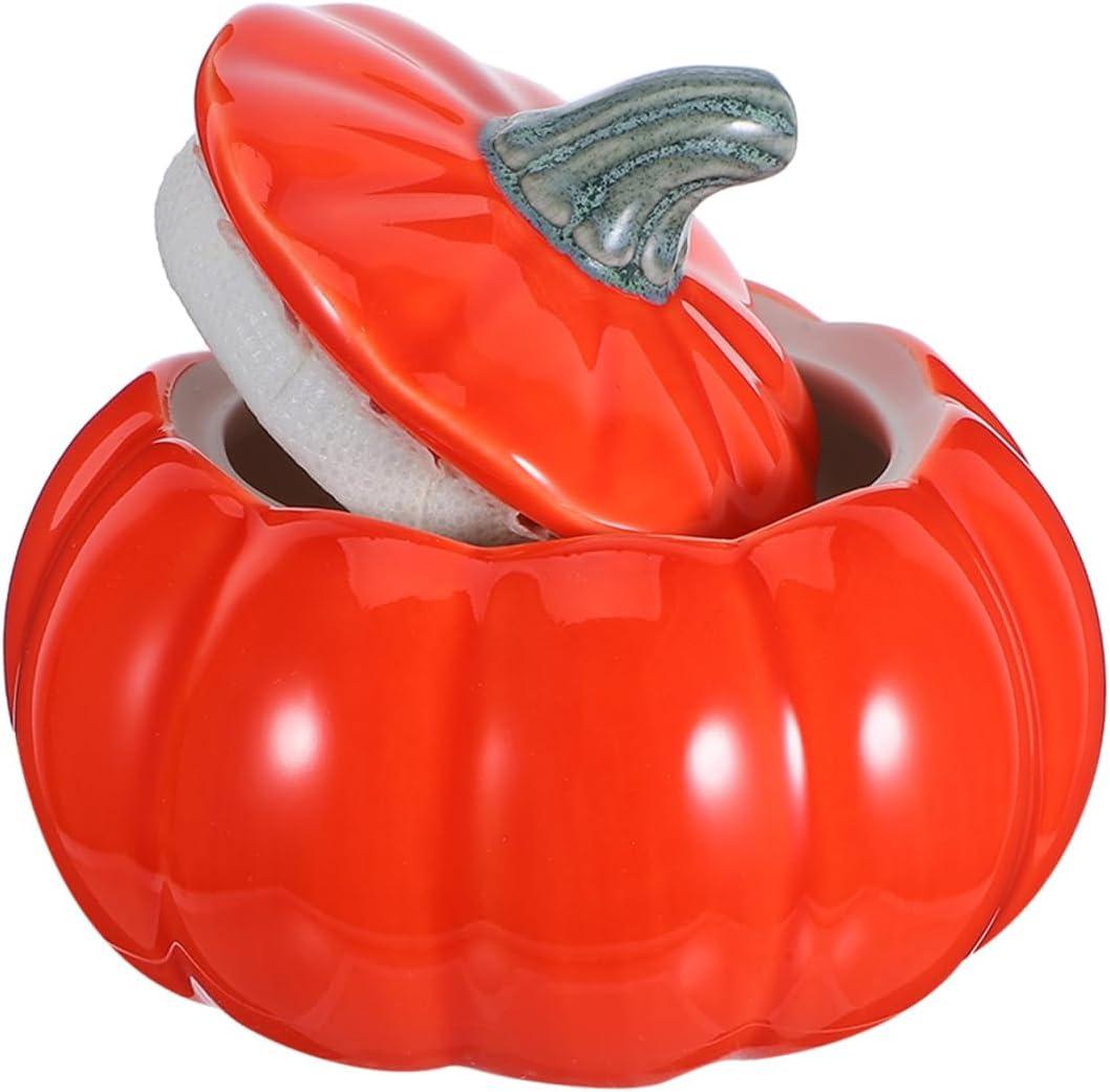 UPKOCH Pumpkin Bowl with Lid Ceramic Soup Bowl 5 Fl Oz Mini Pumpkin Dish for Thanksgiving Candy Sugar Desserts and Seasonal Tableware Set of 4