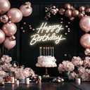 Happy Birthday Neon Sign for Wall Decor, LED Happy Birthday Light Up Sign, Dimmable LED Birthday Neon Light for Birthday Party Decorations Backdrop, Warm White