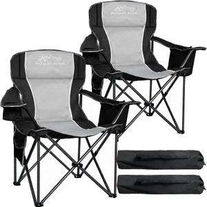 Oversized Camping Chairs, 500lbs Padded Outdoor Chair with Lumbar Support, 25x25x39.5 inches