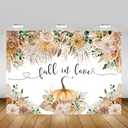2 x Mocsicka Fall in Love Bridal Shower Backdrop Boho Autumn Wedding Party Decoration Autumn Leaves Fall Bridal Shower Photography Background Pumpkin Bridal Shower Decoration Banner (8x6ft(96x72 inch))