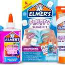 Elmers Fluffy Slime Kit, Includes Translucent Color Glue, Glitter Glue, Fluffy Slime Activator, 4 Count - Perfect for Birthday Parties, Gift Idea, Kids Activity
