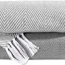 Cotton Throw Blankets  Set of 2  50"x60"  Striped with Fringe  Soft Lightweight Rustic Ottoman & Chair Throws  Decorative Boho Couch Blanket  Indoor Outdoor Picnic Throw (Diamond Grey)