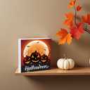 Halloween Decorations Indoor Home Room Pumpkins Table Sign Wood Box Rustic Wooden Shelf Desk Office Decor Season Sign House Warming Gifts 5.9 x 5.9 Inch