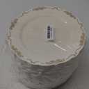 U-QE 100 PCS Ivory Plastic Plates with Gold Rim - Gold Plastic Plates for Party - Heavy Duty Disposable Use Including 50 10 '' & 50 7.5 ''