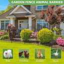 5 Panels Decorative Garden Fencing with Gate for Yard, 40in (H) x 11.8ft (L) No Dig Animal Barrier Fence, Rustproof Metal Wire Outdoor Dog Fences Panel Border with Temporary Ground Stakes