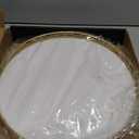 12" Wooden Lazy Susan Turntable for Cabinet  Round Rotating Spice Rack Organizer, White Kitchen Countertop Tray for Dining Table & Pantry Storage (White & Gold)