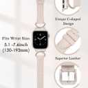 Minyee Leather Bands Compatible with Apple Watch Band 38/40/41/42/44/45/46/49mm Women, Slim Thin Dressy Designer Strap with C-Shape Metal Buckle for iWatch Series 11 10 9 8 7 6 5 4 SE/Ultra 3 2 1, Starlight
