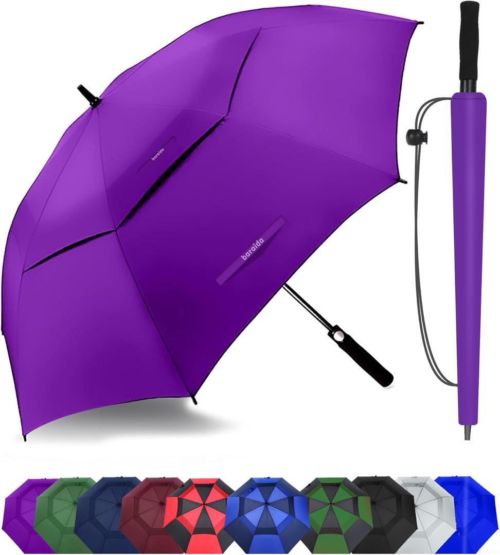 Golf Umbrella Large 54/62/68/72 Inch, Extra Large Oversize Double Canopy Vented Windproof Waterproof Umbrella, Automatic Open Golf Umbrella for Men and Women and Family.