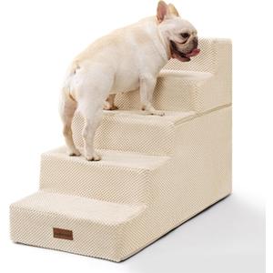 Dog Stairs for High Bed 22.6" H,5-Step Dog Steps for Small Dogs and Cats,Indoor Non-Slip Balanced Pet Stairs are Suitable for Puppy,Older Cat,Beige