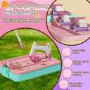 Sandbox with Lid, Kids Construction Sand Box with Excavator, Crane, Molds for Sensory Play, Toddler Outdoor Indoor Toys for Boys Girls Ages 3+ (Pink)