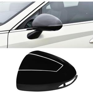 Compatible with Hyundai Sonata Side Mirror Cover Cap 2020 2021 2022 2023, Clip-on Replace for 87616-L0010 Driver Side Hyundai Sonata Mirror Caps Replacement W/Turn Light Glossy Black - Left