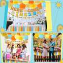 TaoBary Here Comes The Sun Baby themed Shower Banner Here Comes The Son Baby Shower Decorations with Tissue Pom Poms Garland Paper Lantern Boho Retro Sunshine 1st Birthday Party Supplies