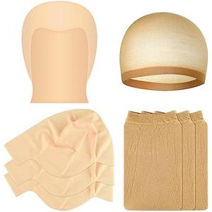 Bouiexye Bald Cap Halloween, 2Pcs Nylon Wig Caps 2Pcs Latex Makeup Bald Cap for Adults Women Men Costume Accessory for Theme Halloween Party Cosplay
