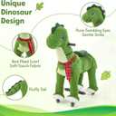 FUNLIO Ride on Dinosaur Horse for Kids 5-12, Plush Ride-On Toys with Wheels for Indoor & Outdoor Play, Easy to Assemble, CPC & CE Certified-Large, Green Dinosaur