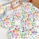 Birthday Plates & Napkins Party supplies - 175Pcs Happy Birthday Paper Plates and Napkins Sets, Disposable Happy Birthday Dots Tableware Set for Boys and Girls Party Decorations, Serves 25