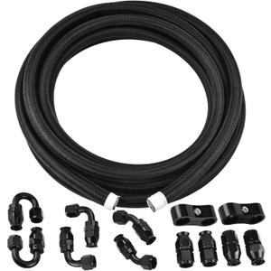 EVIL ENERGY 8AN PTFE Fuel Line Kit,E85 Nylon Braided Fuel Hose 20FT AN8 PTFE Fuel Line Hose(12/32Inch ID) (Black)
